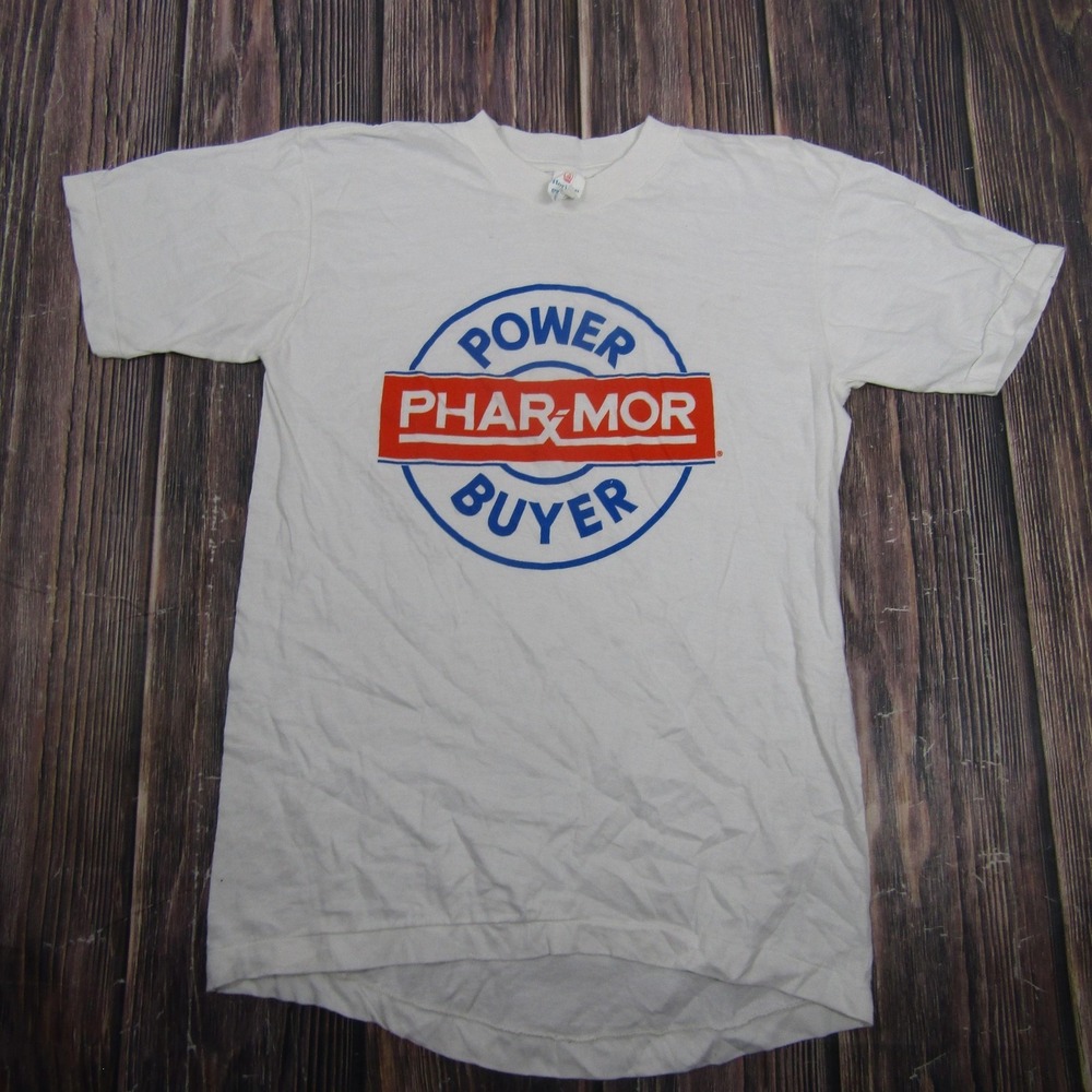 Vintage Horizon Phar Mor Power Buyer Shirt Mens Large White Graphic Promo Tee